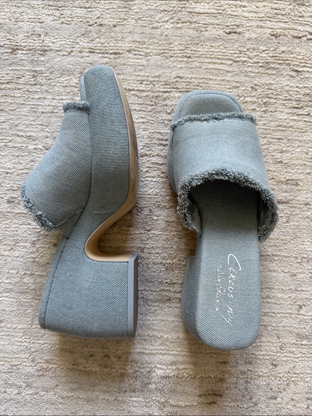 Baby Blue Frayed Slide Heels by Circus by Sam Edelman (Size 7)